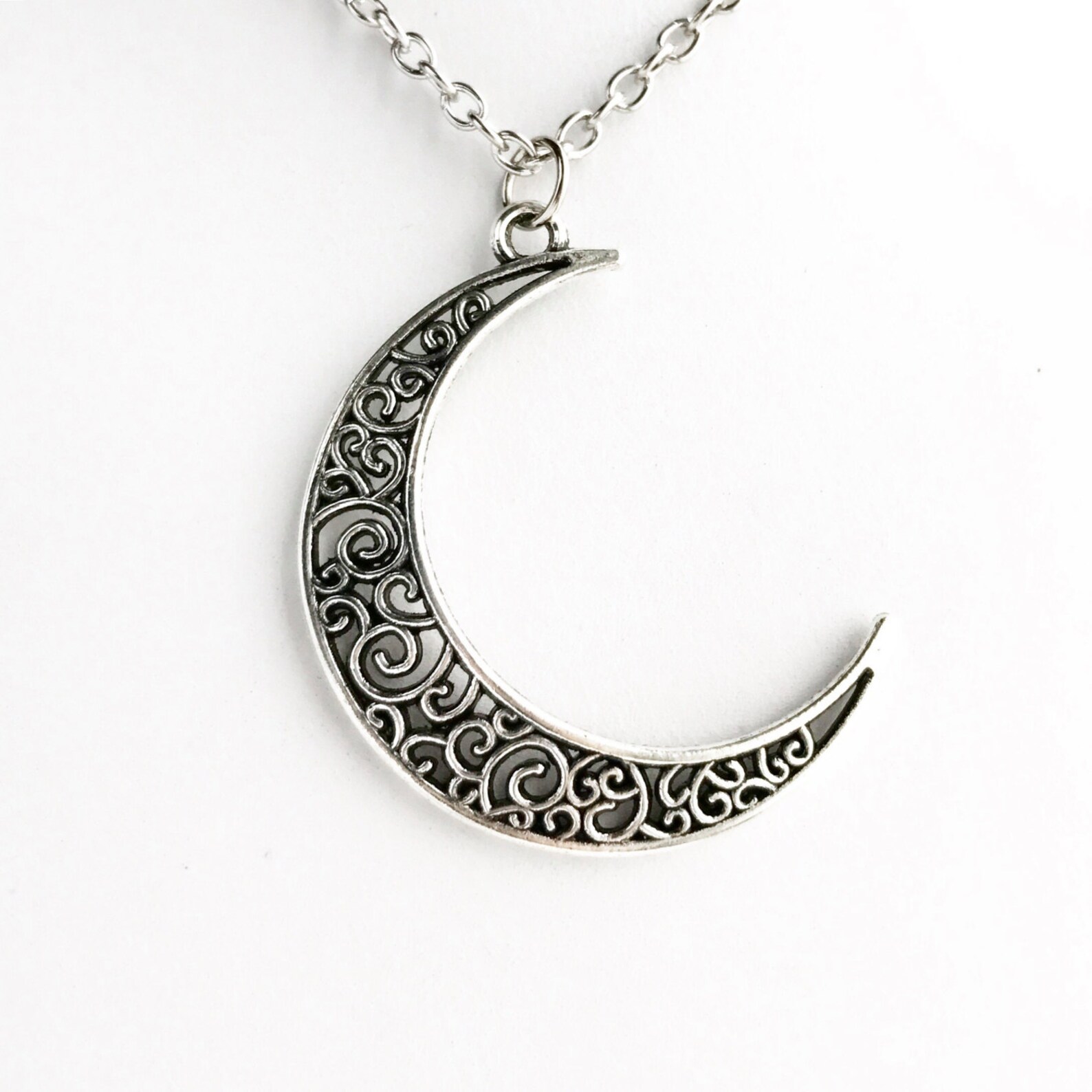 Moon Necklace Crescent Moon Pendant Silver Celestial Jewelry - Etsy
