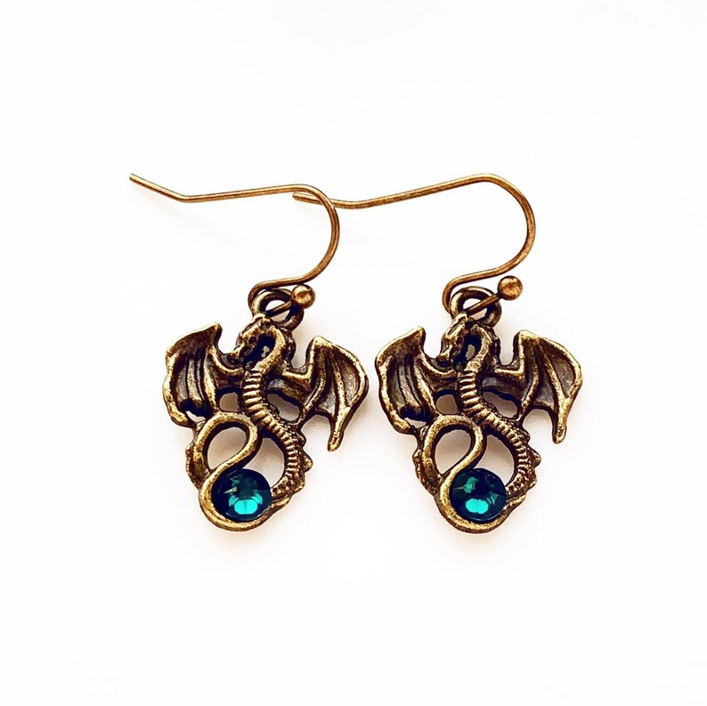 Dragon Birthstone Earrings Dragon Jewelry image 3