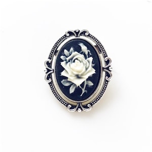 Rose Cameo Brooch Small Flower Pin Gift for Women for Her