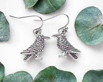 Raven Earrings Silver Raven Jewelry Crow Earrings Viking Jewelry for Women