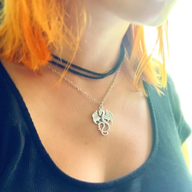 Dragon Necklace Silver Dragon Jewelry Gift for Men Women