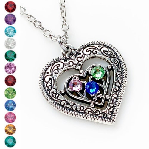 Herz Birthstone Halskette Muttertagsgeschenk für Mütter