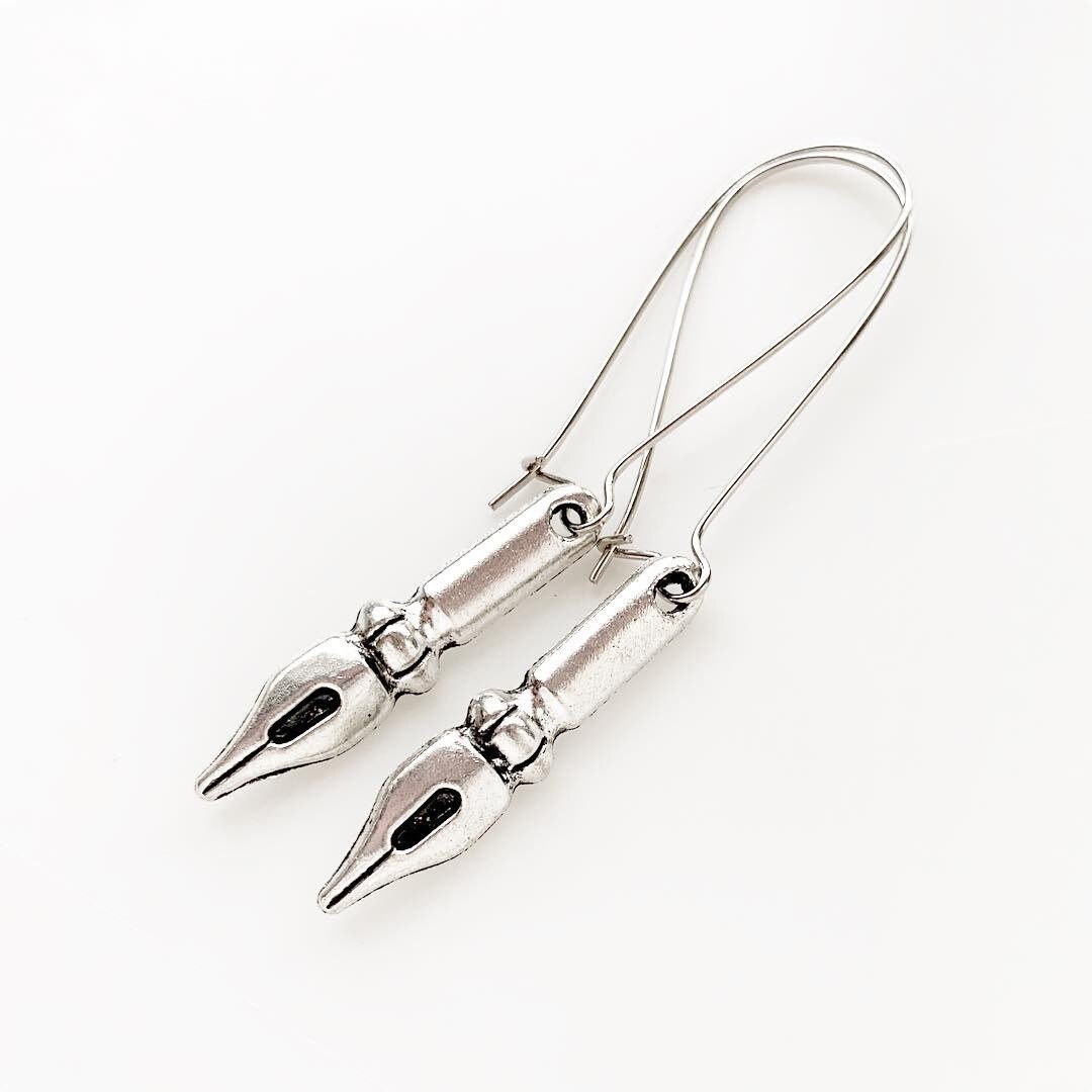 Fountain Pen Earrings Writer Gifts Teacher Earrings Pen Nib Calligraphy