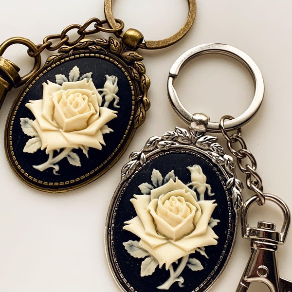 Rose Cameo Keychain Unique Bag Charm Accessories