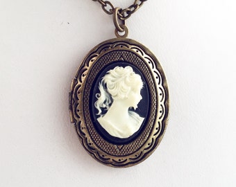 Cameo Locket Necklace Classic Lady Woman Cameo Gift for Women