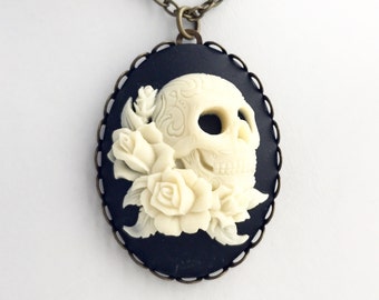 Skull Cameo Necklace Renaissance Faire Pirate Costume Day of the Dead Sugar Skull