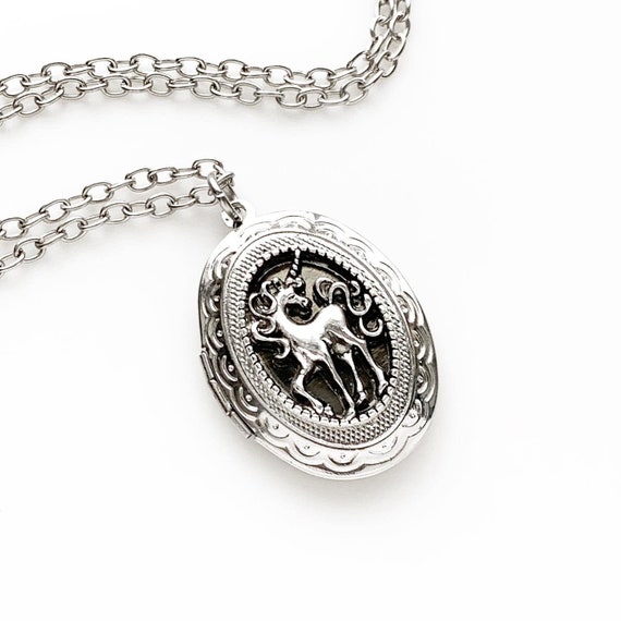 Silver Unicorn Locket Necklace Unicorn Lover Gift