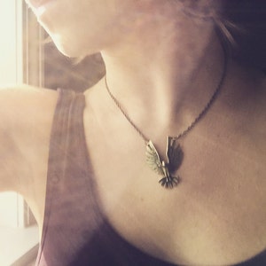 Hawk Pendant Necklace Bronze Hawk Necklace
