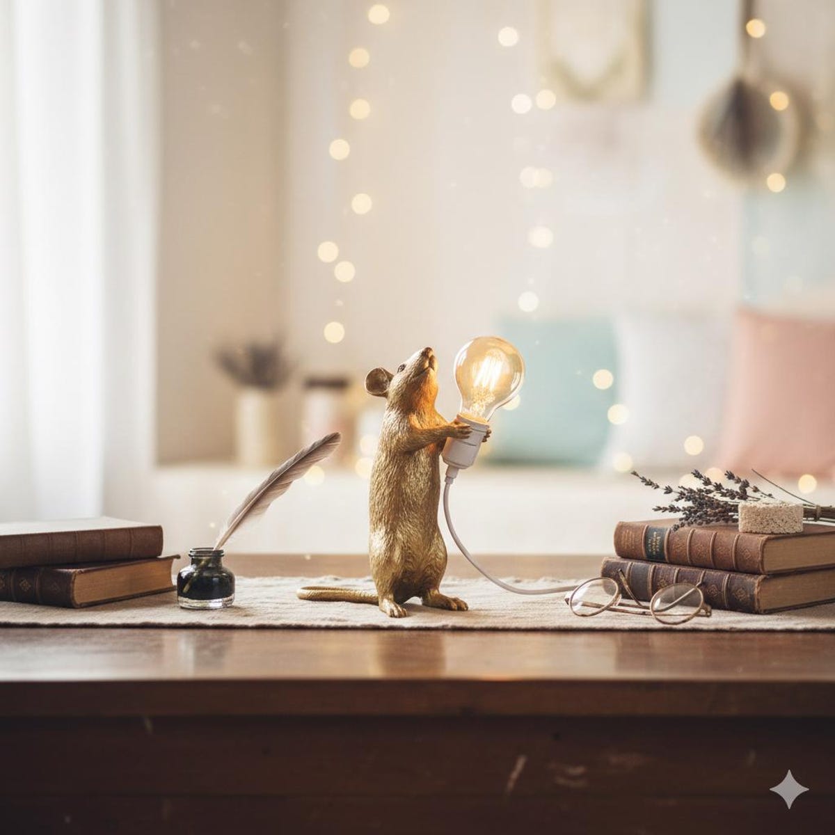 Quirky Mouse Lamp: Resin LED Desk Light for Nursery