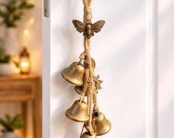 Vintage Witch Bells for Door Knob, Handmade Protection Bells, Pagan Door Hanger,Jingle Bells, Wiccan Decor, Spiritual Housewarming Gift