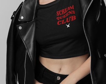 Camiseta corta del Club de las Reinas del Grito: Camiseta de bebé de película de terror Y2K