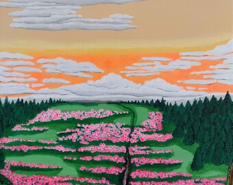Acrylic Painting: Spring Meadows, Floral Landscape, Competition Finalist