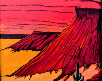 Southwestern Desert Acrylic Painting, 20x24, Sealed Framed