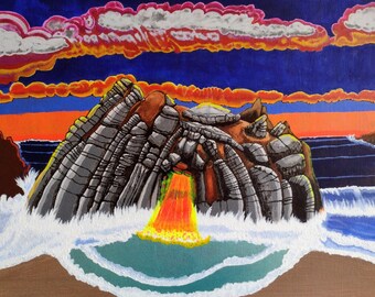 Original Sunset Seascape Acrylic Painting (16x20)
