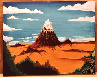 Lone Mountain Painting | Refurbished Acrylic Landscape (16x20)