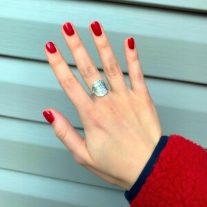 Hammered personalized Date Ring image 9