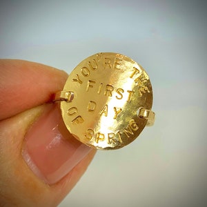 Hammered personalized Date Ring image 1
