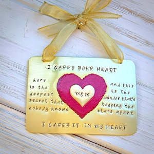 I Carry you in my heart personalized /metal and enameled / love / remembrance ornament