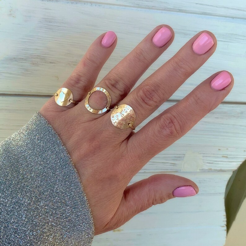 Hammered personalized Date Ring Etsy