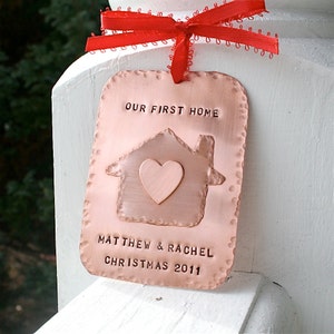 Our New Home Hand Forged/Hand Stamped Copper Christmas Ornament image 3