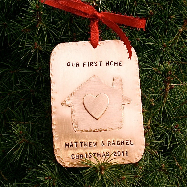Our New Home Hand Forged/Hand Stamped Copper Christmas Ornament image 2