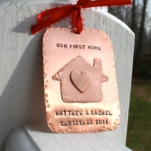 Our New Home Hand Forged/Hand Stamped Copper Christmas Ornament