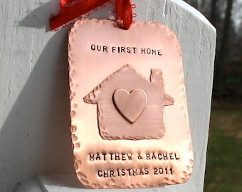 Our New Home Hand Forged/Hand Stamped Copper Christmas Ornament