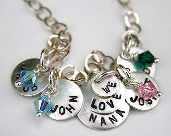 Nana/Grandma/Mom - We Love Nana (Grandma/Mom) Sterling Silver Handmade Charm Bracelet