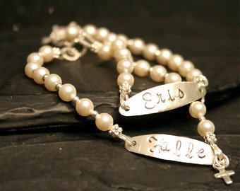 Sweet Pearls - Initial Sterling and Pearl Bracelet -Baptism/Communion/Confirmation/Newborn