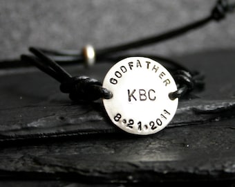 Godfather Sterling Silver and Leather Adjustable Bracelet