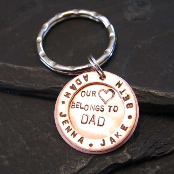 Our Hearts Belong to Dad - Copper Keyring