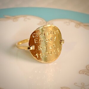 Hammered personalized Date Ring image 10