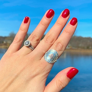 Personalized Diamond Hammered Heart Ring