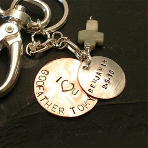 Godfather/Godmother Sterling Disc Keychain