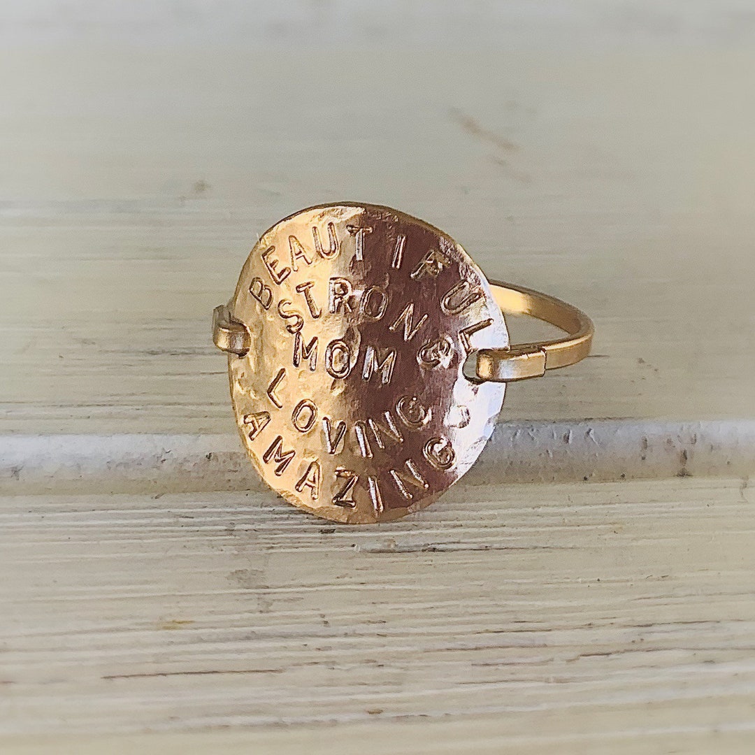 Hammered Personalized Date Ring Etsy