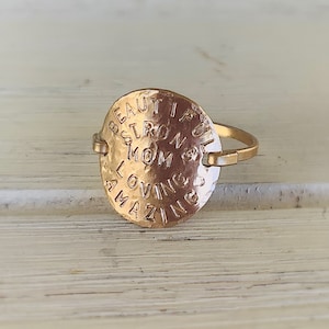 Hammered personalized Date Ring