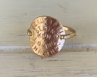 Hammered personalized Date Ring