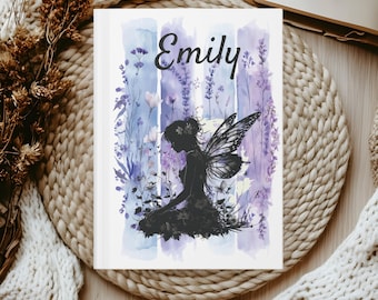 Diario personalizado de hadas de flores silvestres, cuaderno de tapa dura con nombre personalizado de Fantasycore, diario floral de hadas, regalo de diario de hadas para ella