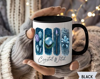 Brushstroke Crystal Witch Mug, Watercolor Crystal Ball Ceramic Mug, Coffee Lover Cup, Crystal Lovers Gift, Enchanted Mug, Witchy Mug Gifts