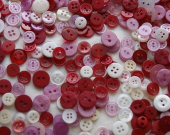 1000 Buttons, Red White Pink Buttons, Small Mixed buttons (1617 A)