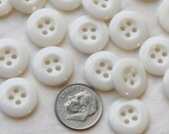 20 Buttons 5/8"  White Buttons, 4 Hole  Sewing, Jewelry Create  (XX 12)