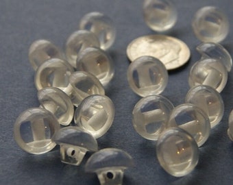 24 Clear Buttons, Ball Bubble Buttons, 7/16" Shank Back Buttons,  Sewing Button, Craft Buttons (Ag 118)