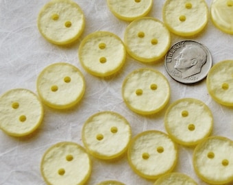 20 Yellow Buttons  11/16", Bright Yellow, Pearled, 2 Hole, Faux MOP Shiny Buttons (RR 44)