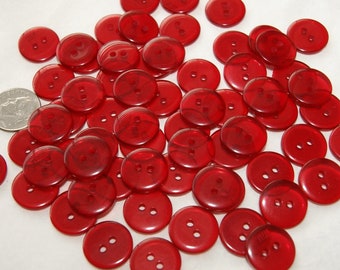 30 Clear Buttons, Clear Red Buttons, Assorted sizes Buttons, Grab Bag, Sewing, Crafting, Jewelry, Collect (AK 129a)