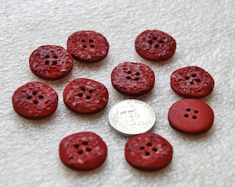 10 botones, 13/16 botones rojos a juego, textura rugosa, costura, manualidades (AJ 140)
