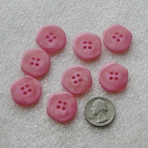 8 Pink Buttons, Matching buttons, 1", 4 hole Sewing Buttons, Sewing, Crafting Jewelry (SB 669)
