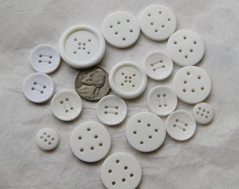 13 White Buttons, Mixed size multi hole Buttons, Matching Buttons, Crafting -  Jewelry  (G 67)