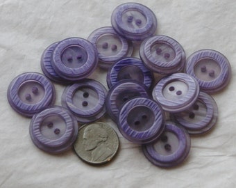 15 Lavender Buttons, 7/8" , Decorative Rim, 2 hole Sewing Crafting, Jewelry, Collect (G 58)