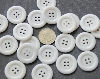 20 White Buttons, 1 1/8", 4 hole Matching Buttons, Sewing Buttons, Craft buttons, Crafting (GG 41)