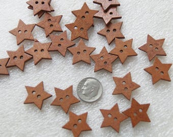 10 botones de estrella de 13/16", botones de madera marrón, Prim (SB 1265)